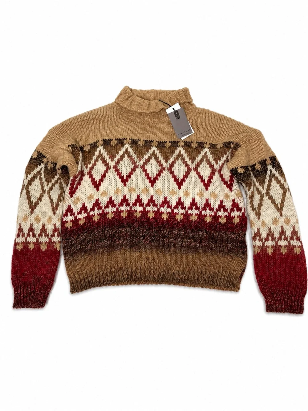 Anthropologie Elsamanda sz Large Alpaca Blend Chunky Knit Western Sweater Italy
